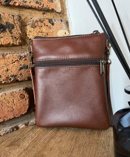 Zipper Leather Sling Bag