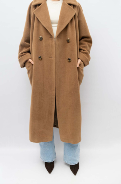 Vintage DinoModa Wool Angora Double Breasted Coat Caramel