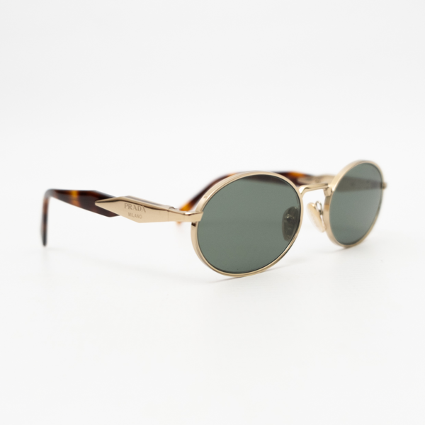 PRADA PR65Z Gold Metal Oval Sunglasses