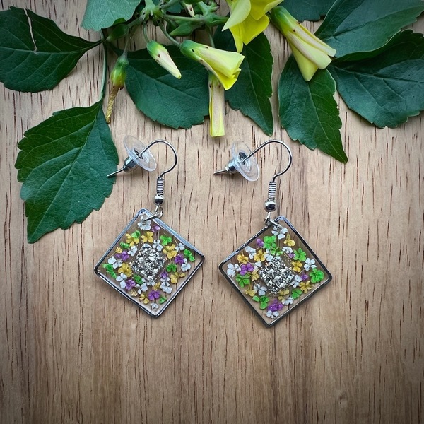 Multicolor Pressed Flower Earrings