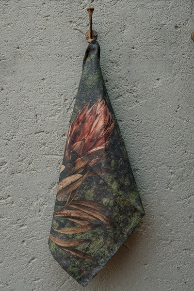 Protea on Lichen, Tea Towel