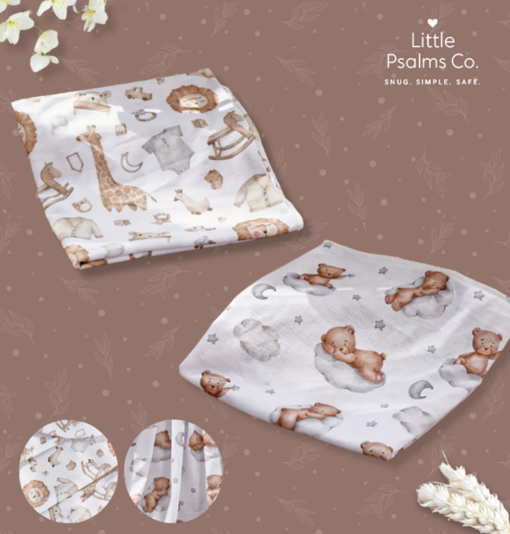Bear Cloud or Animal Muslin Swaddle Blanket - Sold Separately