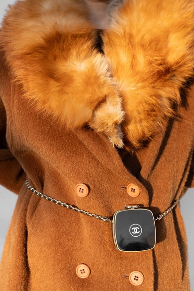 Vintage Alpaca Wool Blend Fox Fur Coat