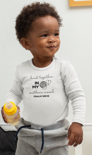 Babygrow - White - Long Sleeve -Knitted Together