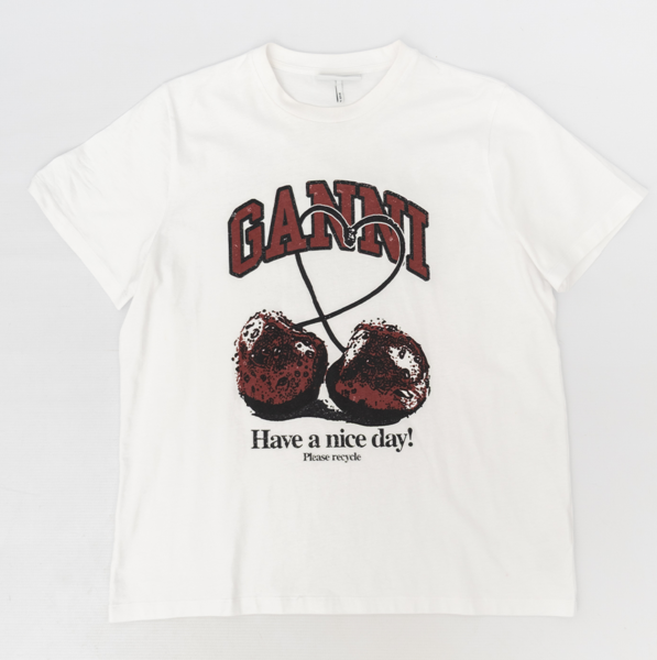 GANNI Cotton Cherry Logo Tshirt