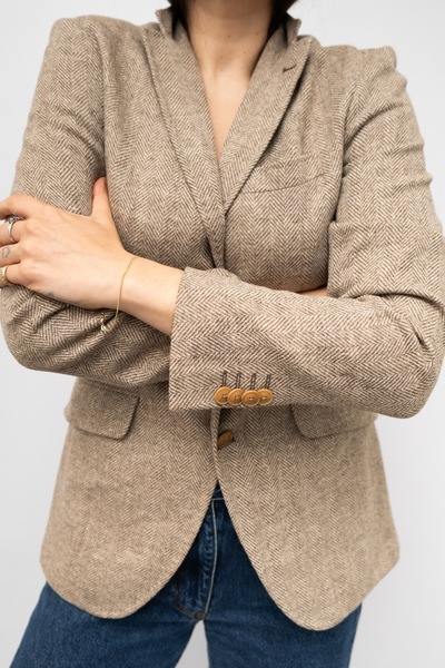 ETRO Vintage Herringbone Wool Double Breasted Blazer