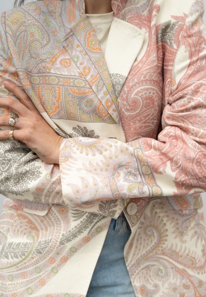 Barbara Kessels Vintage Parsley Print Linen Cotton Coat