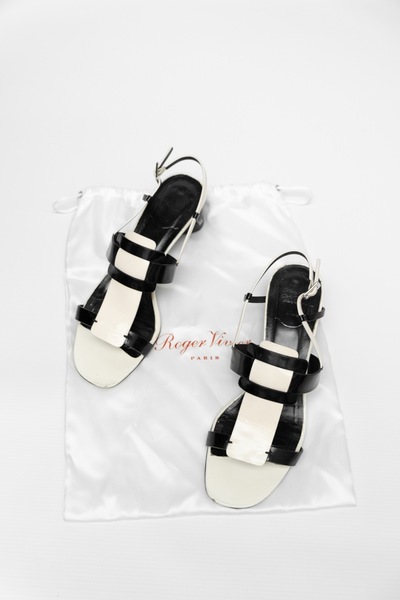 Roger Vivier Paris Leather Block Heel Sandals
