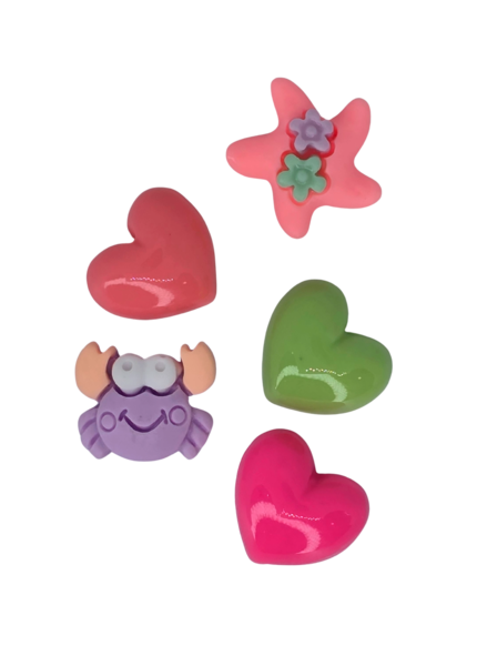 Charm combo: Sea life and hearts (5 Pieces)