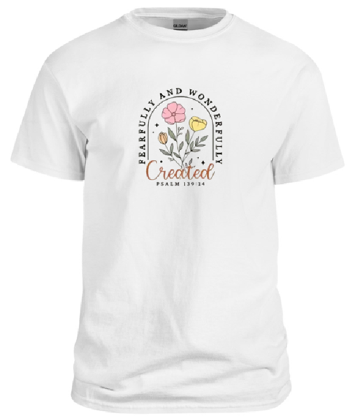 Created white t-shirt with phrase