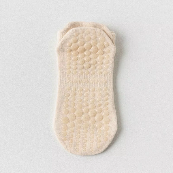 Beige Ladies' Breathable Non-Slip Low Cut Indoor Fitness Sock For Yoga and Pilates