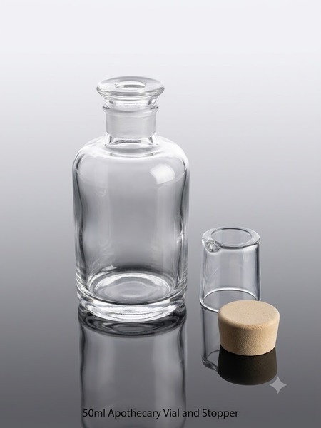 50ml Aphothecary Vial with Cork Cap With Anti Tamper Sleeve