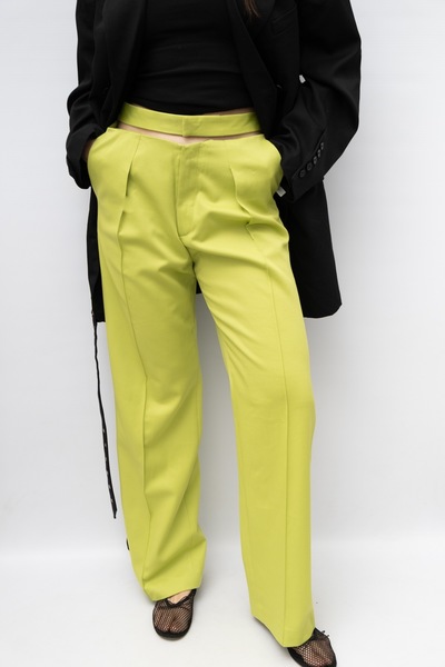 Mugler x H&M 100% Wool Belted Trousers Green