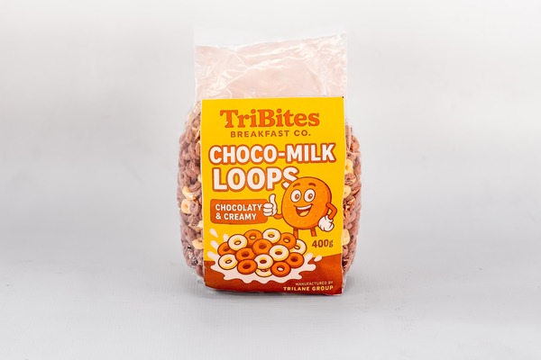 TriBites Choco Milk Loops – 400g | Chocolate-Flavored Breakfast Cereal