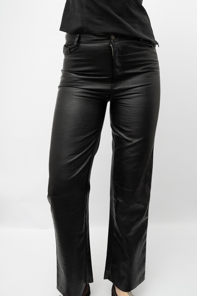 Leather Look Straight Leg Pants
