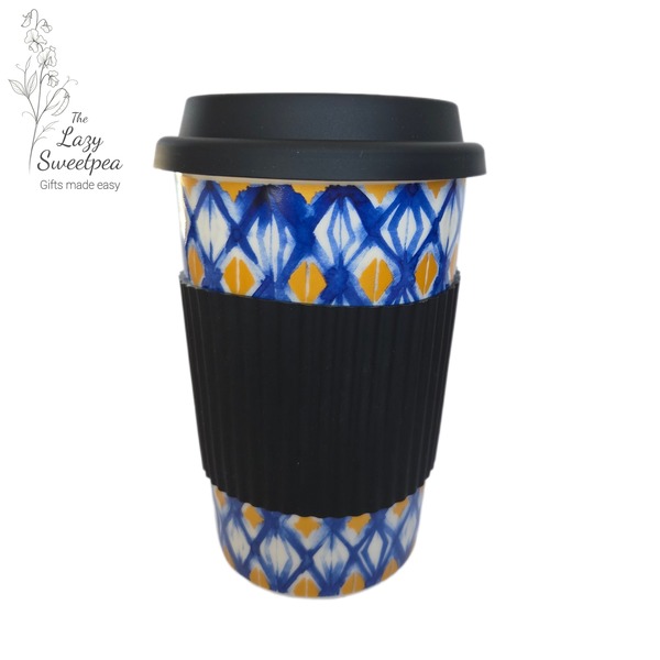 Travel Mug-Blue Comb with Black sleeve