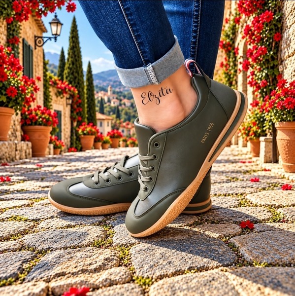 Pierre Cardin - Wembi Sneakers - Olive (Size 4, 7, 8 )