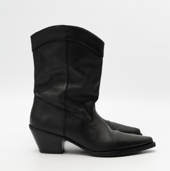 Genuine Leather Cowboy Boots Black