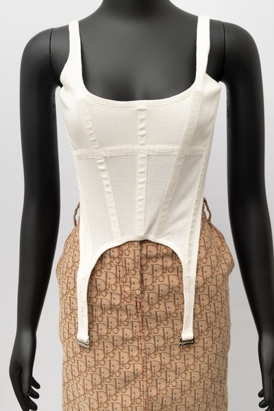 DION LEE Combat Corset Tank Top Ivory