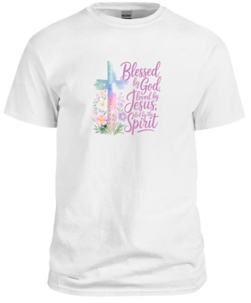 Blessed by God white t-shirt Colour Cross