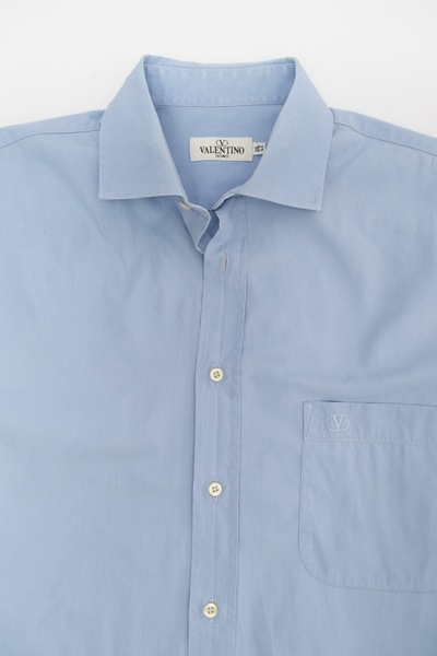 Valentino UOMO Embroidered Logo Shirt Blue