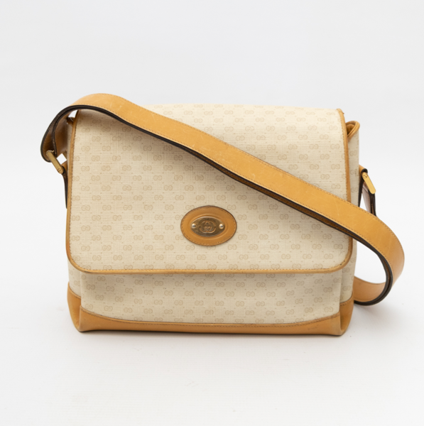 GUCCI Vintage Micro GG Monogram Canvas Shoulder Bag Cream