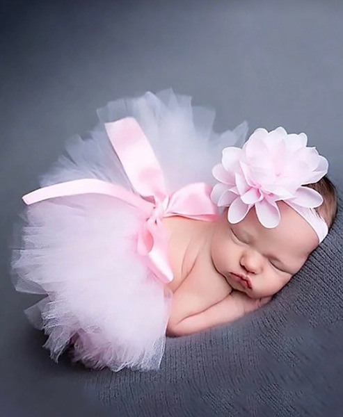 Baby Pink Tutu & Headband Photoshoot Set