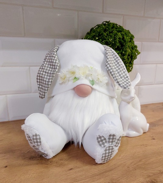XL Grey Gingham Easter Bunny