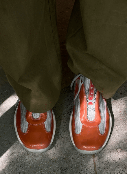 PRADA Vintage America's Cup Calfskin Mesh Neoprene Sneaker