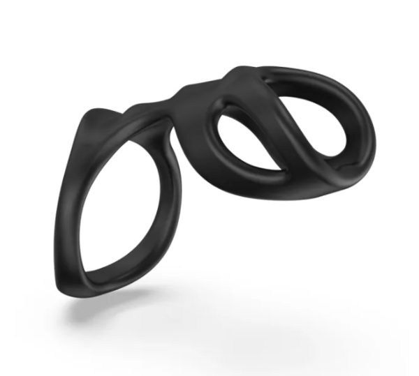 4.14'' Black Dual Loop Silicone Cock Ring