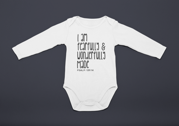 Babygrow White - Long Sleeve -Wonderfully made