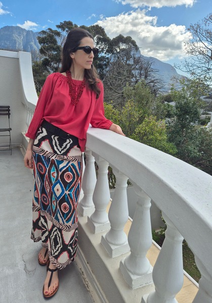 Abstract linen print skirt