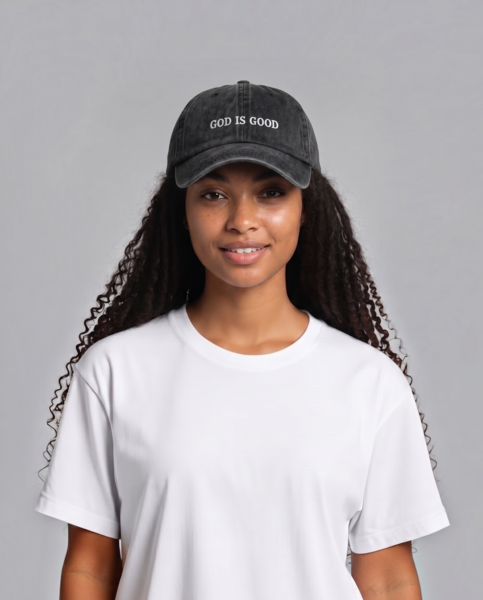 God is Good-Embroidered Washed Baseball Cap