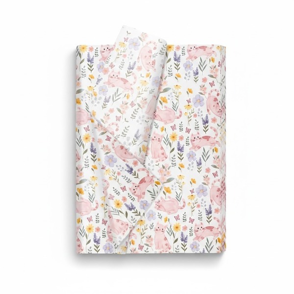 Charming Floral Cat Tissue Paper