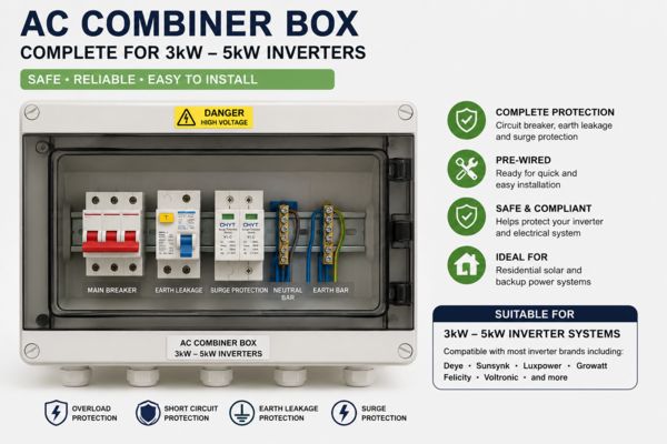 AC Combiner Box Complete for 3kW – 5kW Inverters