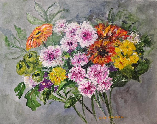 308. Verjaarsdag blomme (50 x 40cm)
