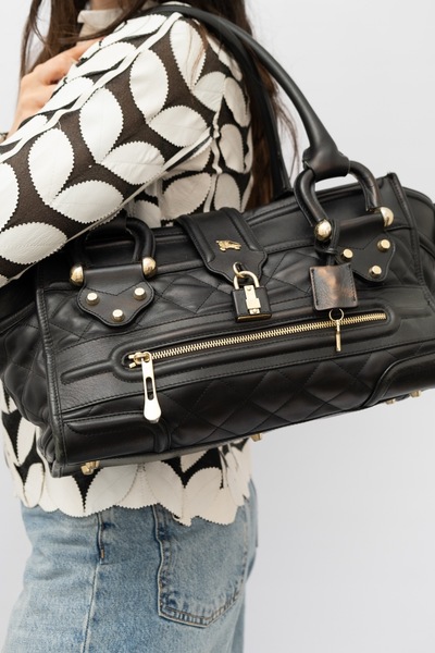 BURBERRY Vintage Black Quilted Leather Manor Bag Large |