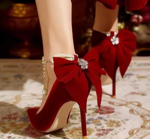 Crimson Royale Bow Heels