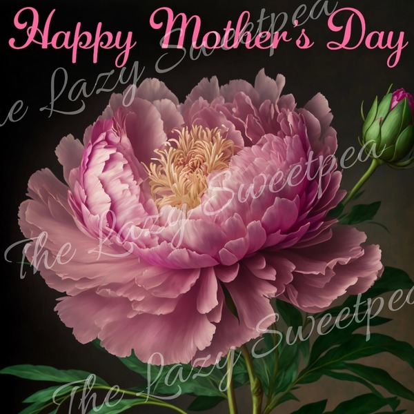 Made by us Mother's day card - Black with Pink Peony