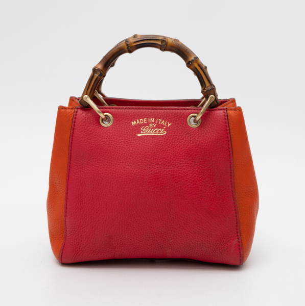 GUCCI Pre-Owned Bicolor Bamboo Mini Shopper Tote Bag