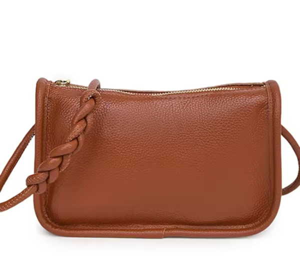 Braided-Handle Pebbled Crossbody