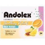 ANDOLEX DUAL ACTION LOZENGES 24 HONEY & LEMON