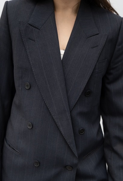 LANVIN Paris Vintage Pure Wool Pinstripe Blazer Navy