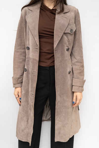 Genuine Suede Trench Grey