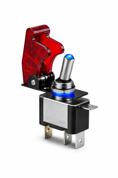 Toggle Switch with Safety ON/OFF - Blue LED + Cover