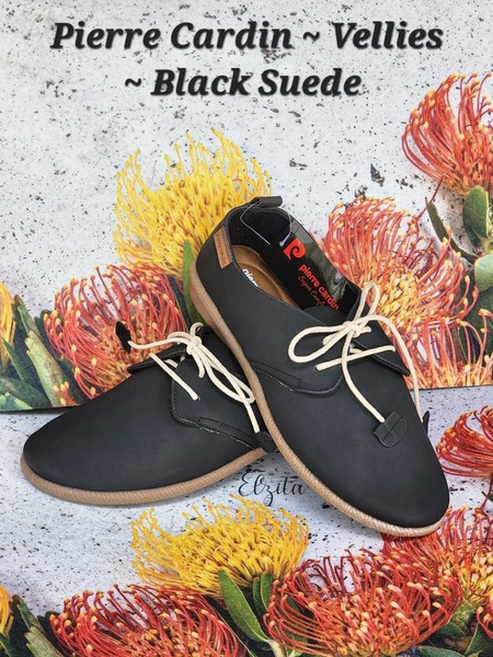 Pierre Cardin - Suede Vellies - Black (Sizes 4, 5, 6, 7, 8 )