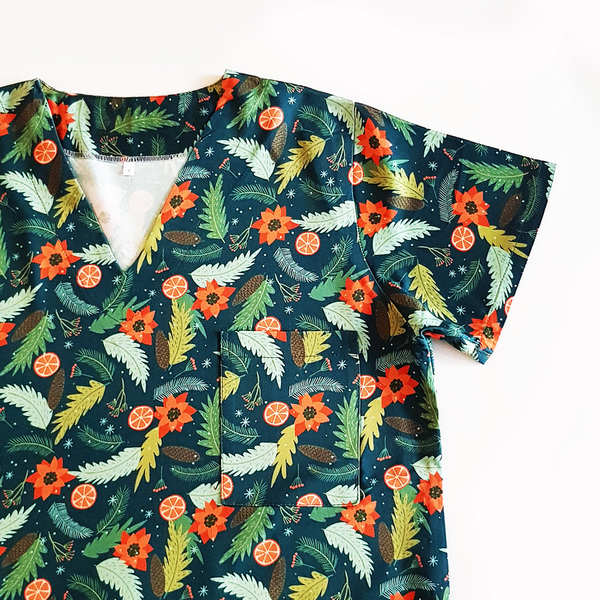 Festive Flora Scrub Top