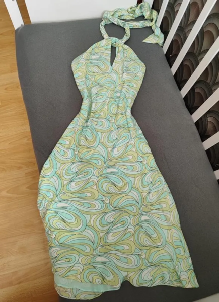 Michael Kors Silk Printed Halterneck Dress