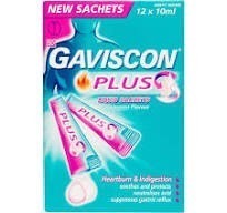 GAVISCON PLUS LIQUID SACHETS 12X10ML