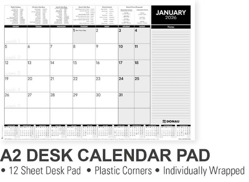 Desk Calender Pad 2026 12 sheet